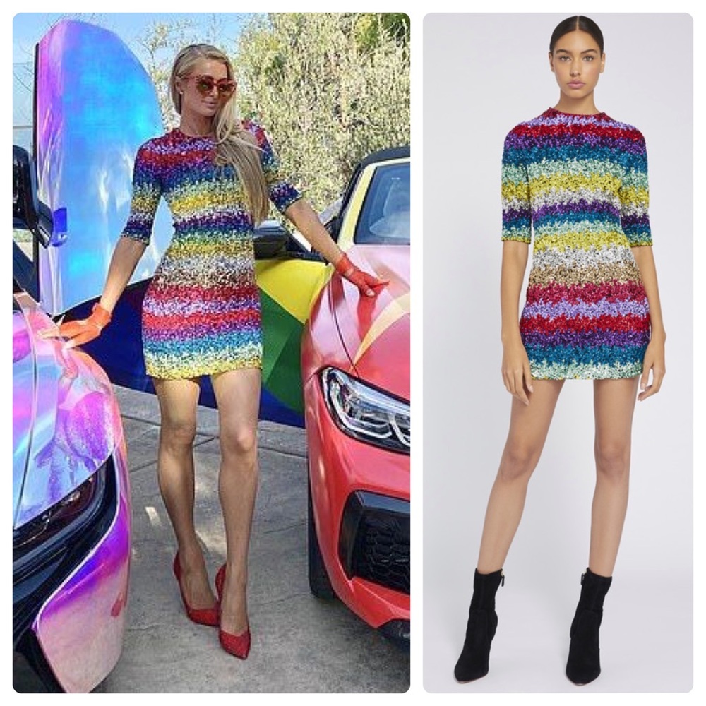 ALICE + OLIVIA Inka Sequin Mock Neck Mini Dress